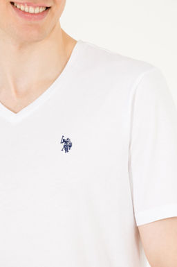 U. S. Polo Assn Мужская белая базовая футболка с v-образным вырезом - U.s. polo assn фото 7