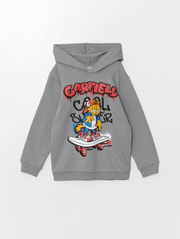 Kap??onlu Garfield Bask?l? Erkek ?ocuk Sweatshirt