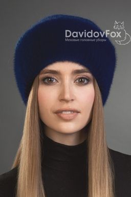 Шапка Камелия норка трикотаж индиго