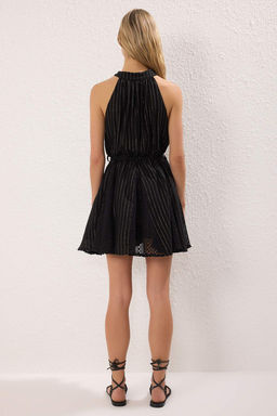 TRENDYOLMILLA Bej Simli Muslin Dokuma Mini Plaj Elbise TBESS25EL00128 фото 5