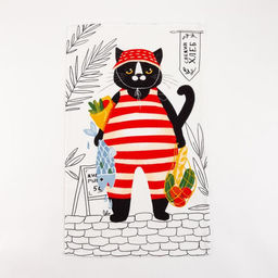 Полотенце кухонное Доляна Кот 35х60 см, 100% хл, 160г/м2  фото 2