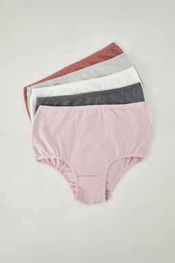 TRENDYOLMILLA Kahverengi-Cok Renkli 5li Paket Pamuklu Yuksek Bel Klasik Orme Kulot THMSS25KU00030  фото 2