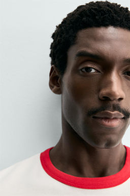 CAMISETA RIB CONTRASTE B?SICA / Blanco / Rojo - Zara фото 5