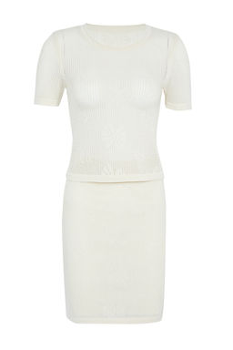 Ekru Ajurlu/Delikli Cicek Desenli Triko Alt-Ust Tak?m TWOSS24AU00146 - Trendyolmilla фото 7