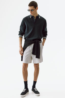 Pantal?n corto en mezcla de lino Relaxed Fit - H&m фото 10