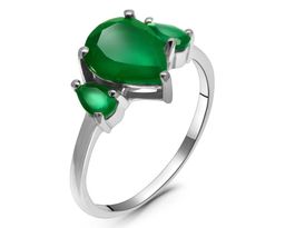Кольцо из серебра зеленый агат, Малика