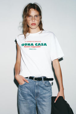T-SHIRT WITH TEXT PRINT - Zara фото 3