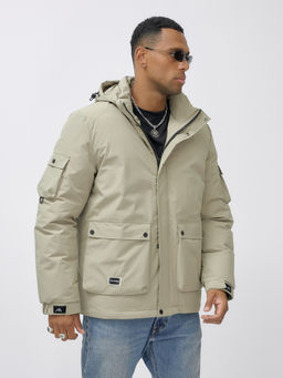 Куртка спортивная мужская зимняя с капюшоном бежевого цвета 2333B - Wonderrman фото 9