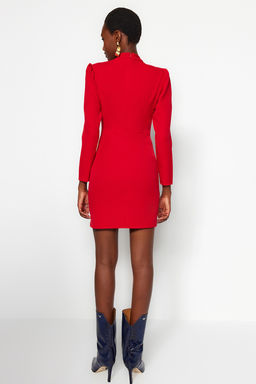 TRENDYOLMILLA K?rm?z? Mini Dokuma Yaka Detayl? Dokuma Elbise TWOAW22EL0393 фото 12