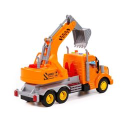 Профи, автомобиль-экскаватор инерционный (со светом и звуком) (оранжевый) (в коробке) - Полесье фото 5