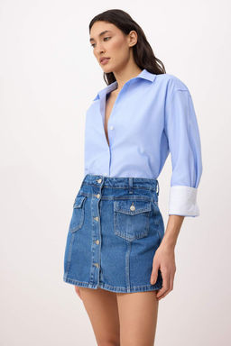 Mavi Dugme Detayl? Denim Sort Etek TWOSS26SR00104