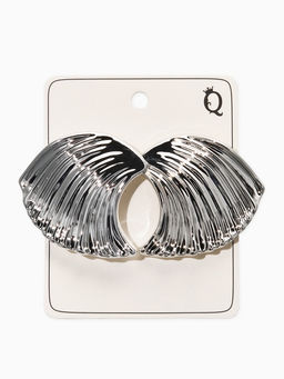 Цена за 2 шт. Серьги пластик "Волна", цвет серебро