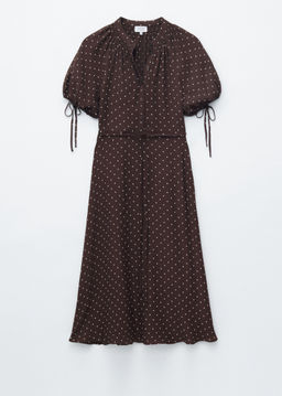 Vestido midi con cintur?n de lazo