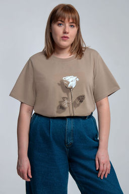 Арт. 31137 Футболка женская оверсайз 50-58 (5 шт) Цвет:бежевый