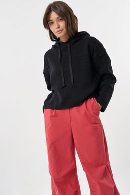 Джемпер укороченный из хлопка меланж черный