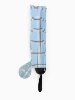 Зонт мех R47/55 8сп 4сл эпонж В/У УФ КЛЕТКА прямая ручка с/рез голубой пакет