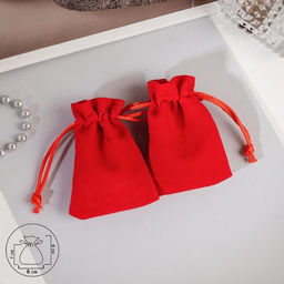 Цена за 49 шт. Мешочек бархатный «Классика», 6×8 см, фасовка 50 шт., красный