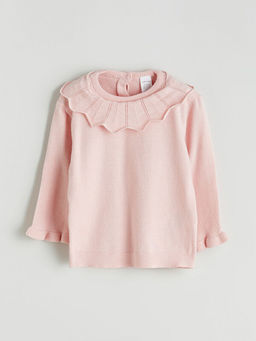 Bebe Yaka F?rf?rl? K?z Bebek Triko Kazak