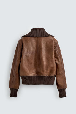 REGULAR FIT LEATHER JACKET - Zara фото 7
