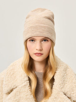 Шапка жен. шерсть+акр LB-J44017 beige melange