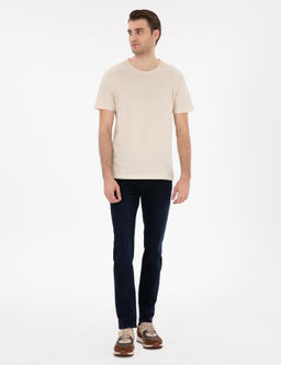 Bej %100 Pamuk Slim Fit Bisiklet Yaka Basic Ti__rt - Pierre cardin фото 4