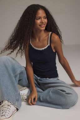 TRENDYOLMILLA Lacivert Cift Katl? Dantel Detayl? Fitilli Fitted/Vucuda Oturan Orme Atlet TWOSS25AL00035 фото 2