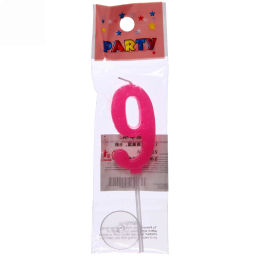 Цена за 6 шт. Свеча для торта Цифра Самоцвет "9" (10 см)