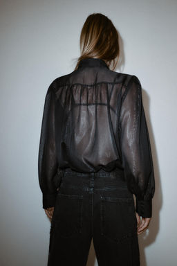 SEMI-SHEER SHIRT WITH RUFFLES AND BEADS - Zara фото 4