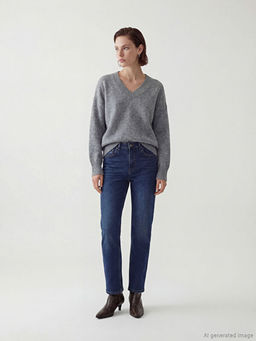 V Yaka Oversize Kad?n Triko Kazak