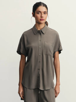 Рубашка с коротким рукавом из вискозы / Zarina  фото 4