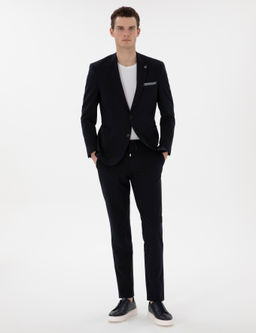 Lacivert Ex. Slim Fit Tak_m Elbise