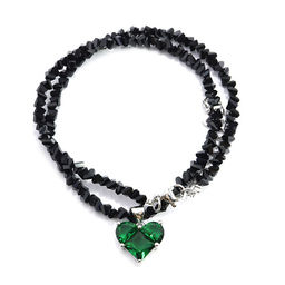 Бусы с сердечком чокер граненные из искуственного Хрусталя черные