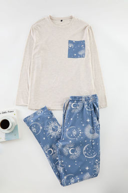 TRENDYOL MAN Gri - Mavi Regular Fit Couple/Cift Orme Pijama Tak?m? TMNAW25PT00050 - Trendyolmilla фото 7