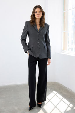 Antrasit Dugme Kapama Fitted/Vucuda Oturan Dokuma Blazer Ceket TWOAW26BC00047 - Trendyolmilla фото 2