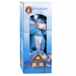 Снегурка в голубой шубе с серебристыми узорами, музыкальная 40см в коробке - Снеговичок фото 3