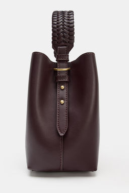 BOLSO DE MANO ASA TRENZADA / Rojo Burdeos