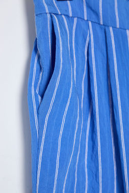 TRENDYOLMILLA Mavi Cizgili Crinkle Normal Bel Wide Leg/Genis Paca Dokuma Pantolon TWOSS25PL00017  фото 9