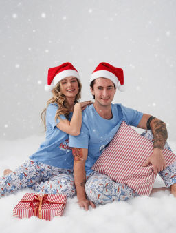 Пижама парная мужская 100% хлопок Снеговик - Оптима фото 2