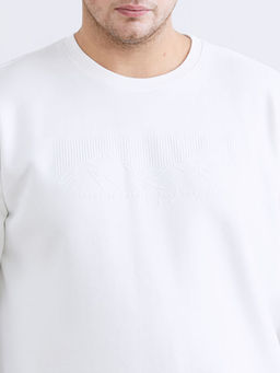 B?y?k Beden Bisiklet Yaka Bask?l? Erkek Kal?n Sweatshirt