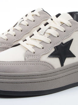 03-YE475-2 BEIGE/GREY Кроссовки женские (натуральная кожа) - Фабричный китай фото 3
