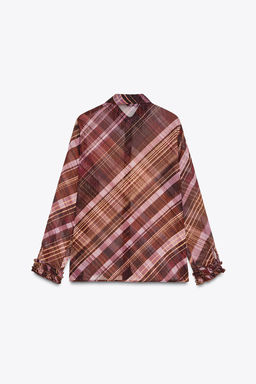 SEMI-SHEER CHECK BLOUSE - Zara фото 7
