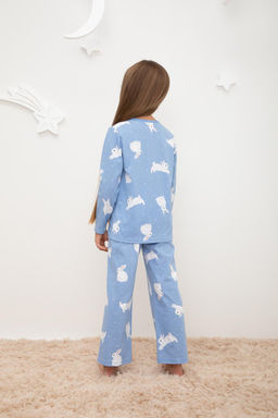 К 1622/зайки на снегу на голубом пижама дет