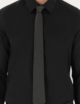 Siyah Non _ron Kolay _t_lenebilir Slim Fit Uzun Kollu Basic G_mlek