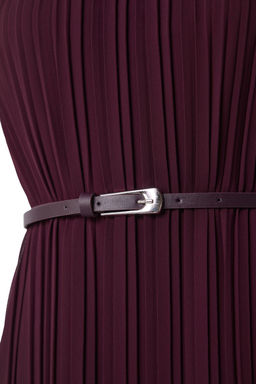 TRENDYOLMILLA Bordo Kemerli Duz Kesim Piliseli Midi Astarl? Sifon Dokuma Elbise TWOSS25EL00118  фото 11