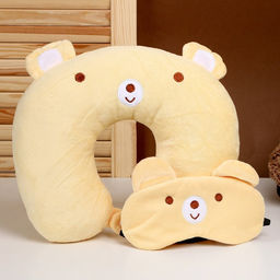 Подушка для путешествий на шею Мишка, с маской для сна - Simaland фото 5