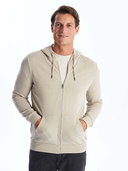 Kap??onlu Uzun Kollu Erkek Fermuarl? Sweatshirt