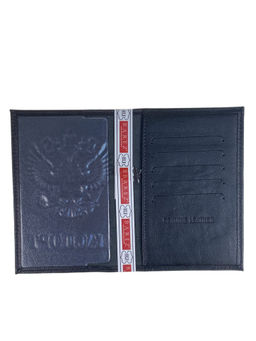 Обложка на паспорта из натуральной кожи, цвет черный - Greta фото 2