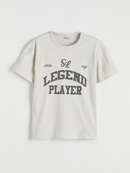 Bisiklet Yaka Bask?l? Erkek ?ocuk Ti??rt