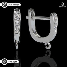 Швензы с цирконом Овал, цвет белый в серебре