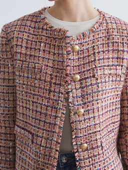 Bisiklet Yaka Ekose Kad?n T?vit Ceket